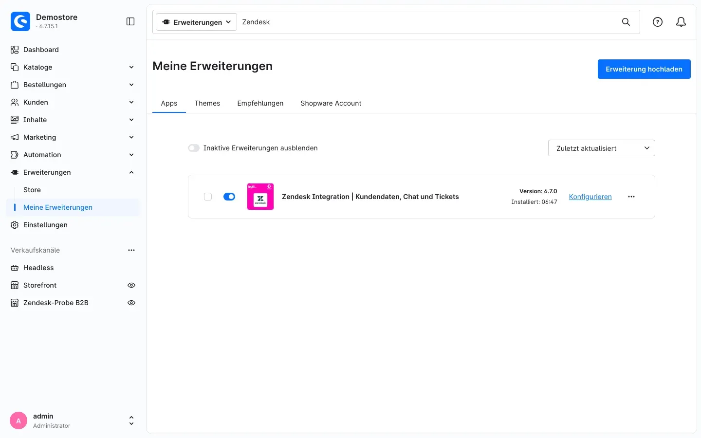 Plugin in Meine Erweiterungen