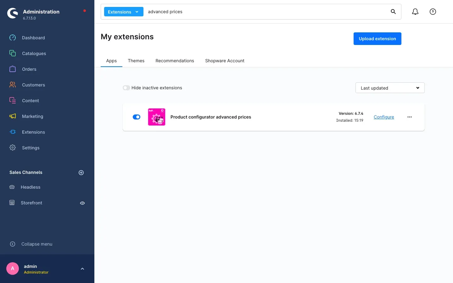Plugin installed and active in "My extensions"