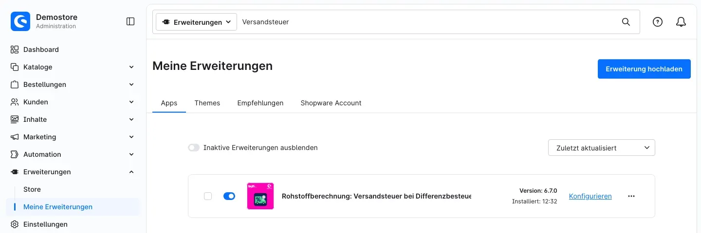 Plugin installiert und aktiv
