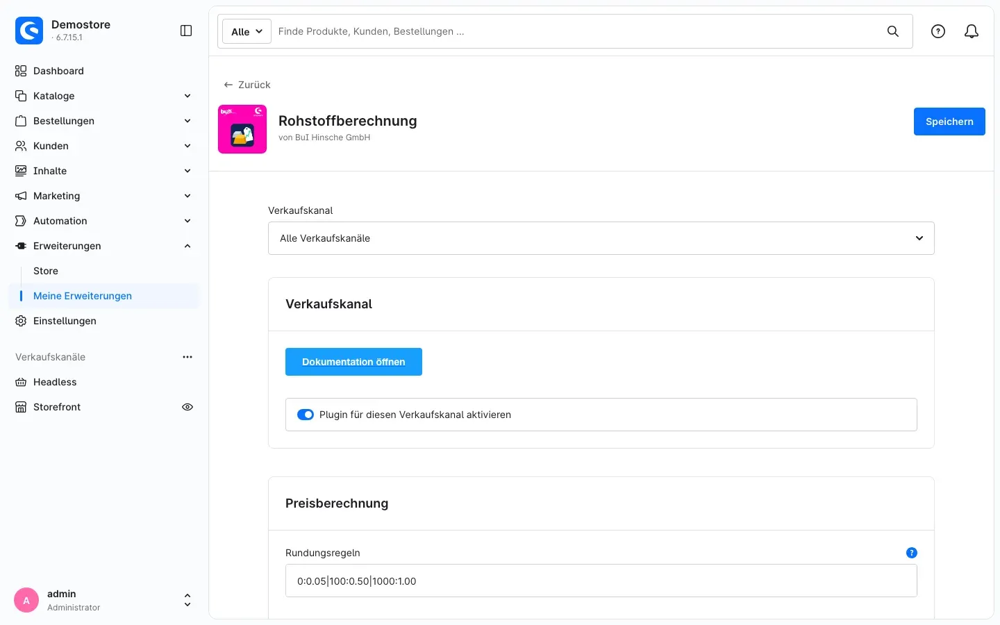 Oberer Teil der Konfiguration