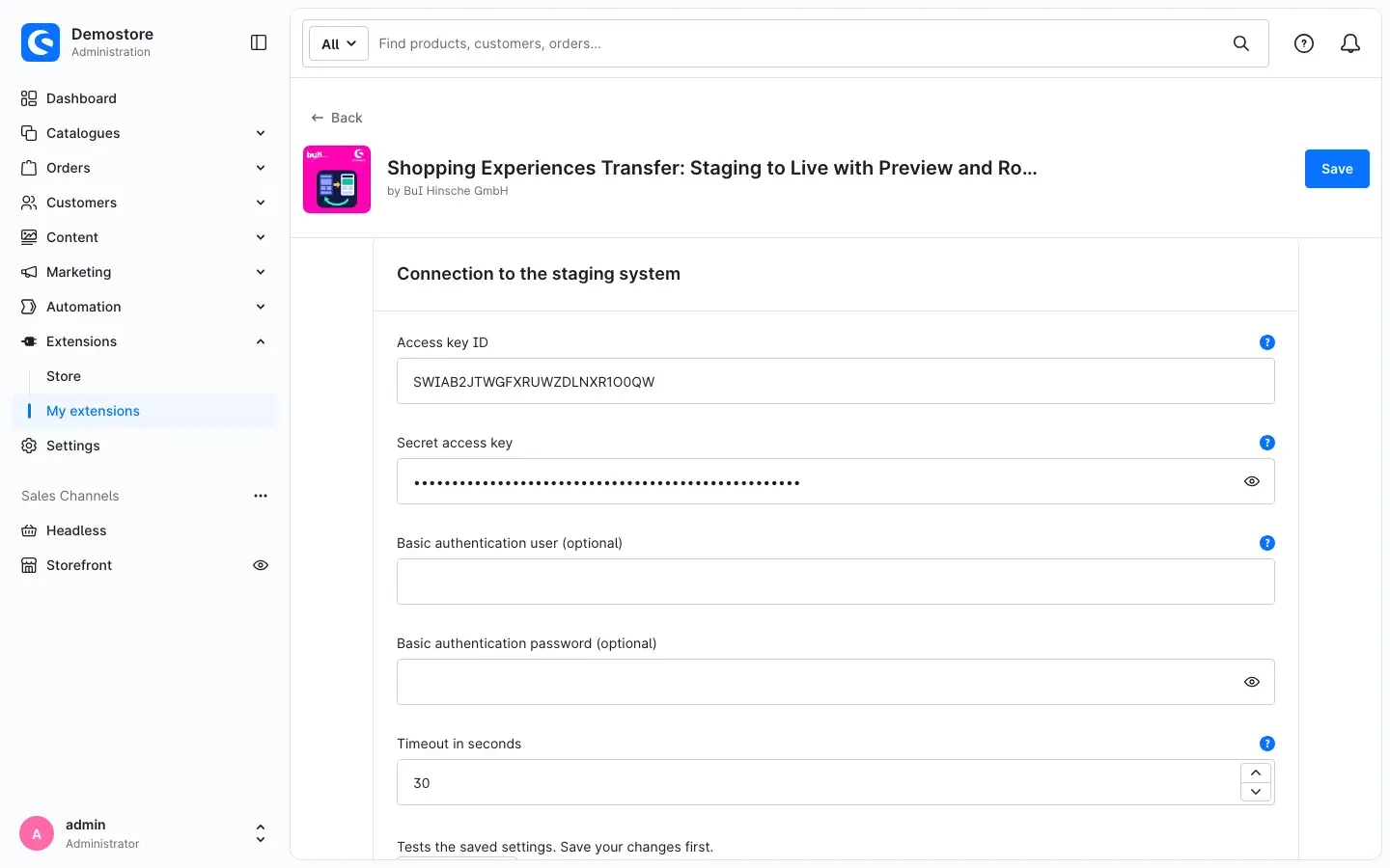 Connection to the staging system card