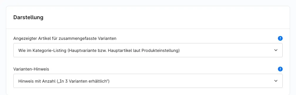 Bereich Darstellung
