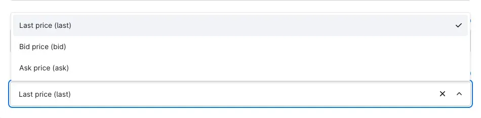 Options in the Rate field