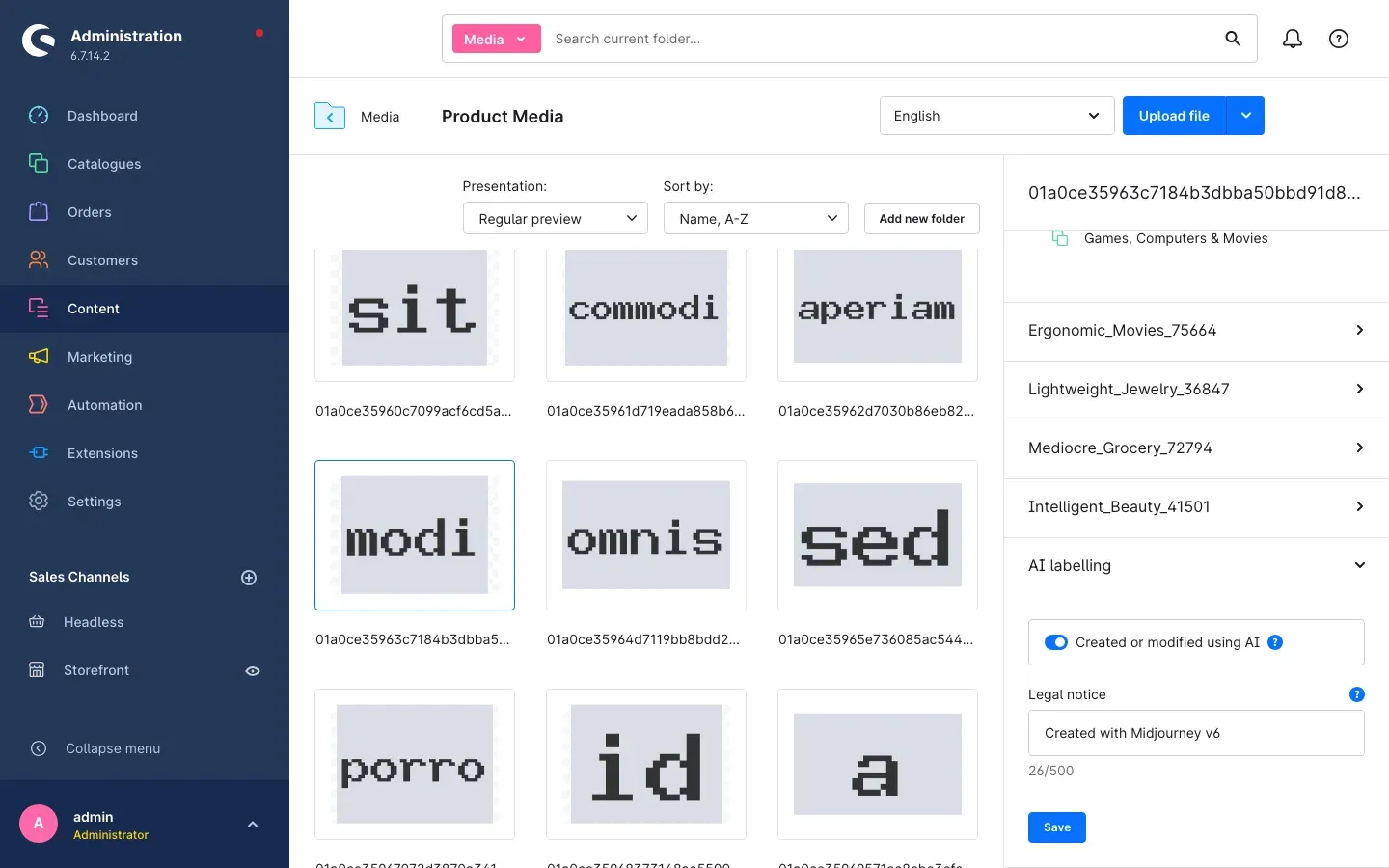 Labelling a single media item