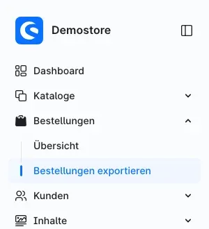 Menüpunkt Bestellungen exportieren