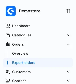 Menu entry Export orders