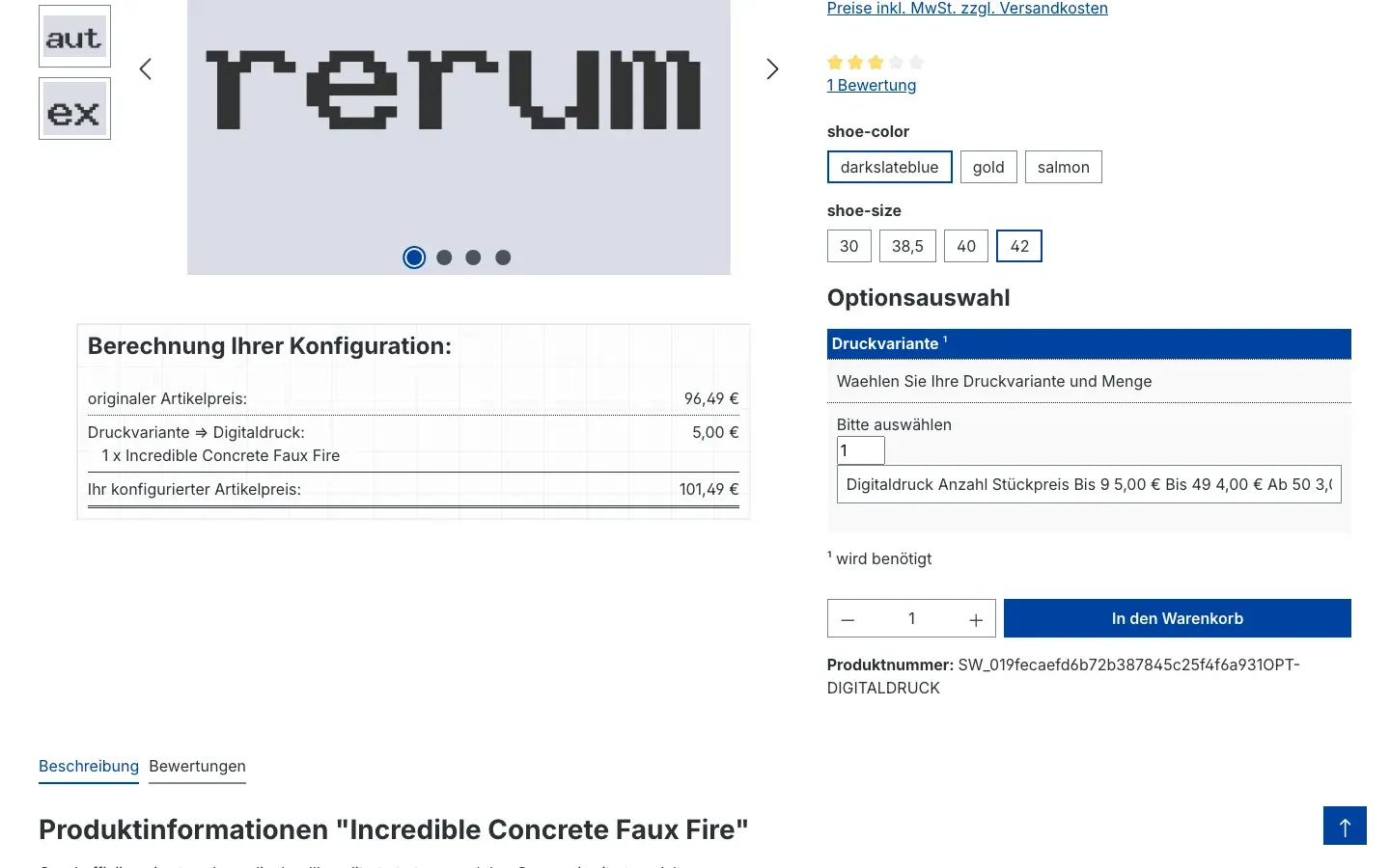 Staffelpreise auf der Produktseite im Shop