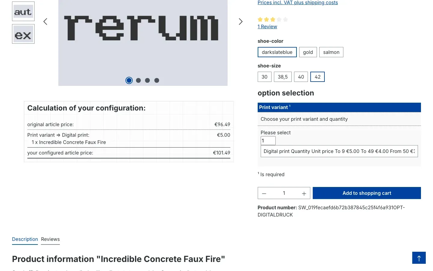 Tiered prices on the product page in the shop