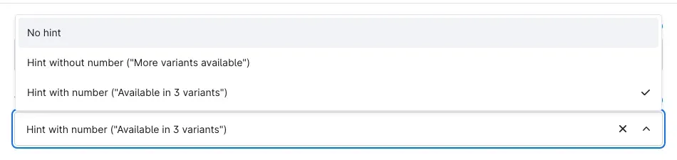 Variant hint options