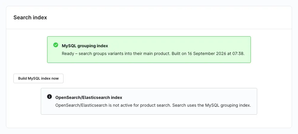 Search index section