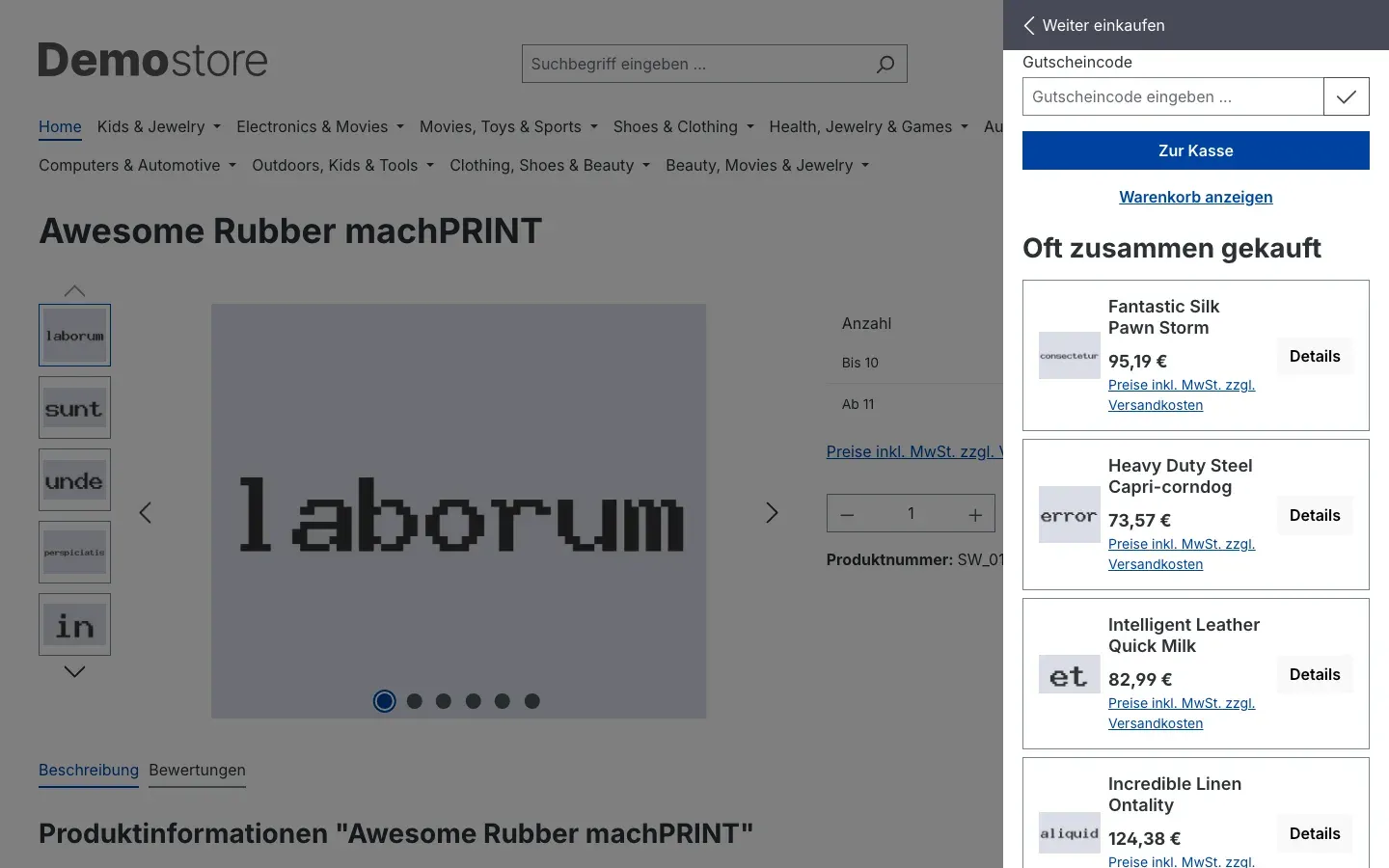 Empfehlungen als Liste in der Seitenleiste
