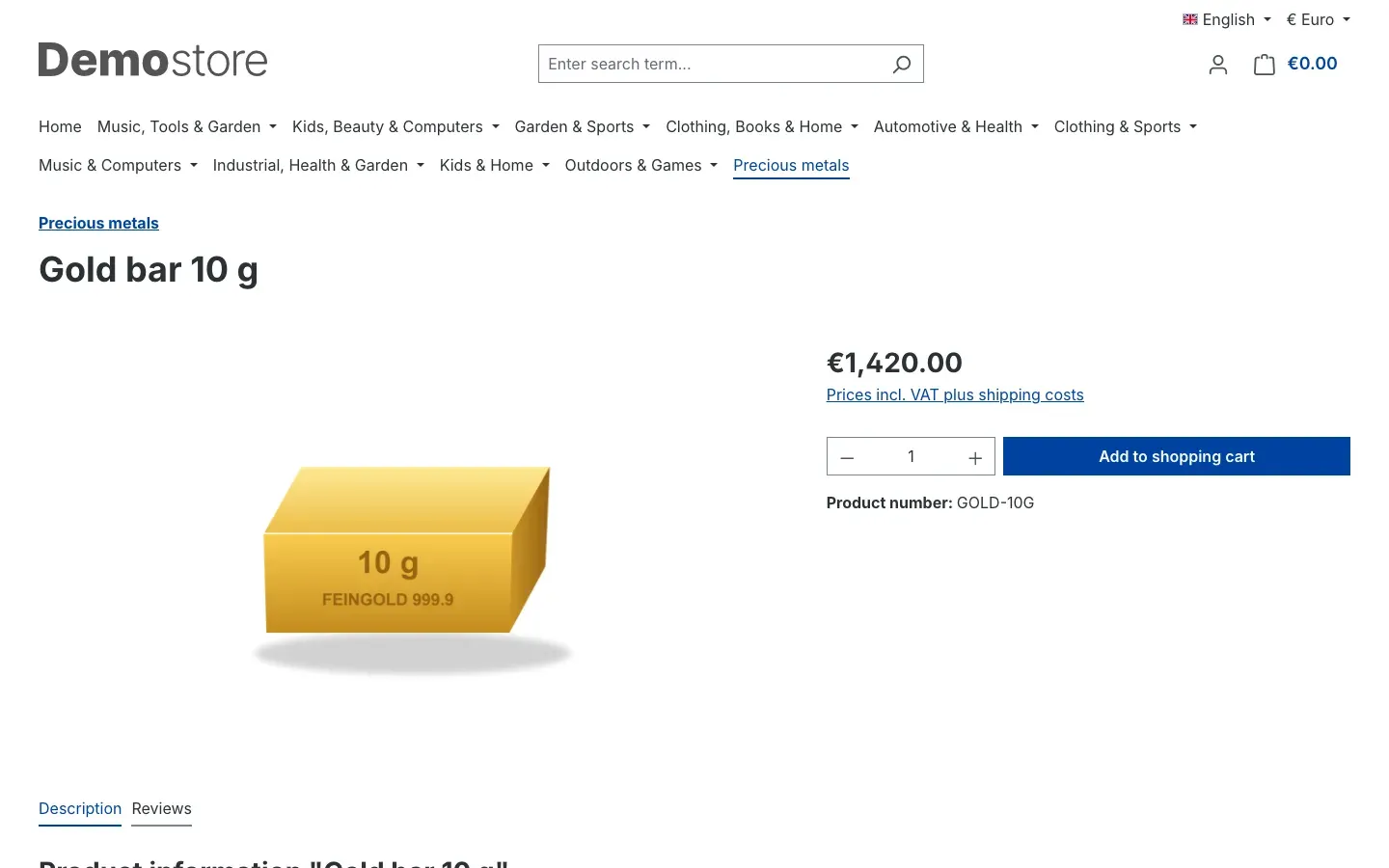 Product page with surcharge