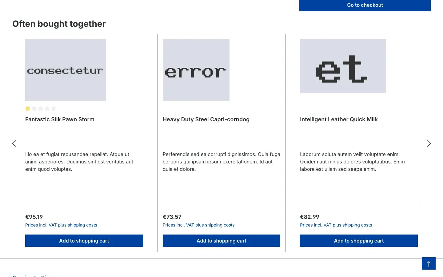 Slider on the cart page