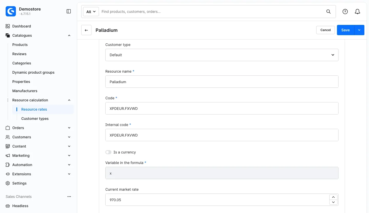 Rate created by the import