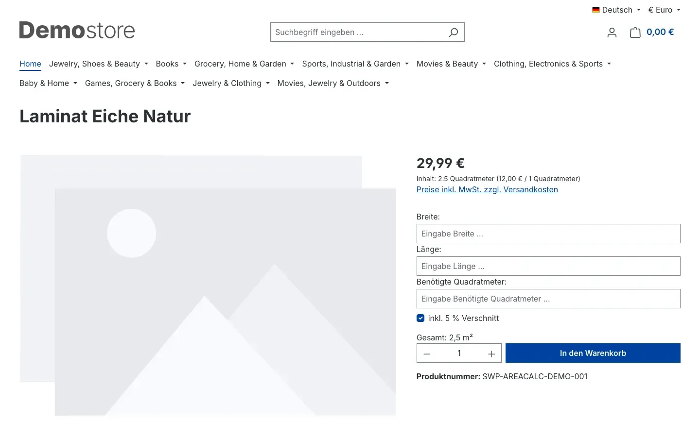 Der Rechner beim Öffnen der Seite