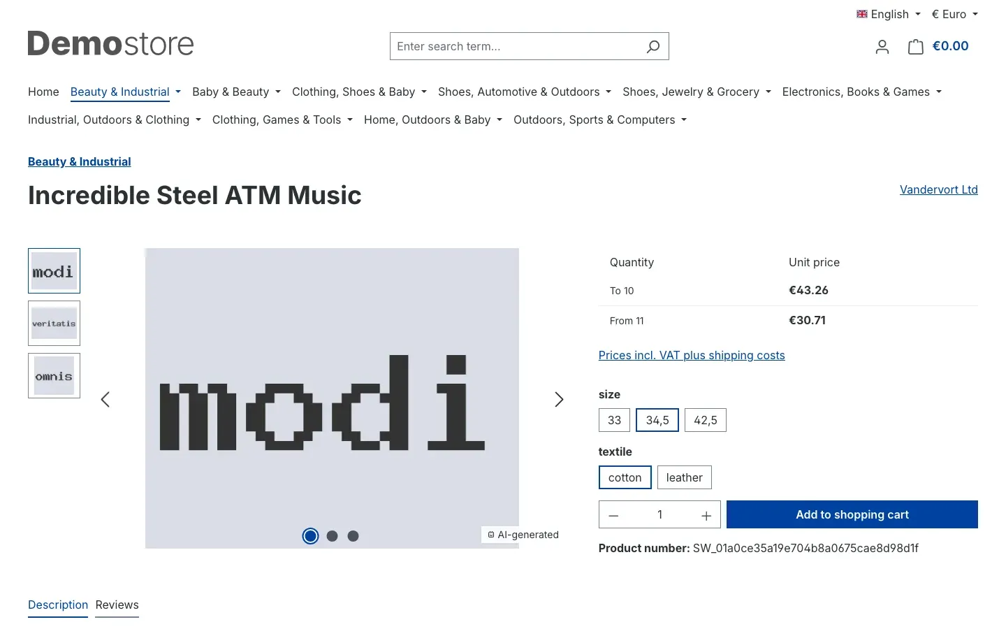 Badge on the product detail page