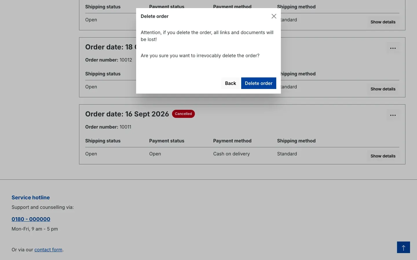 Confirmation dialog