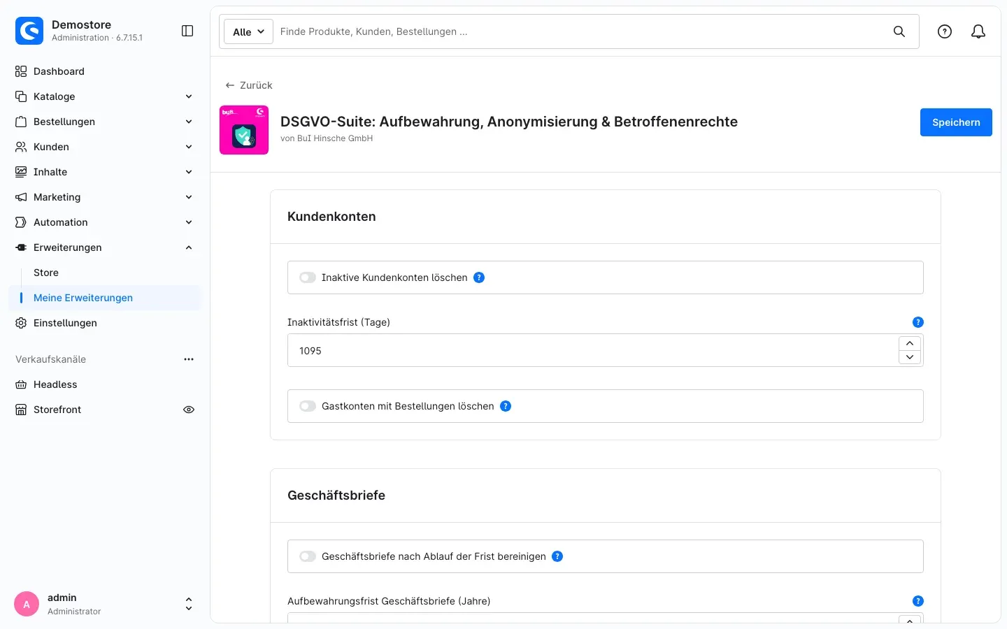 Bereich Kundenkonten