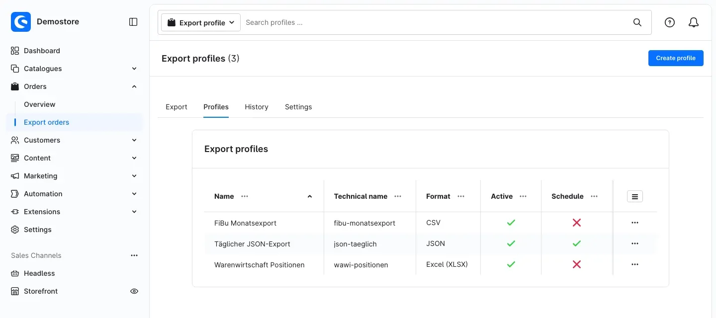 Profile list