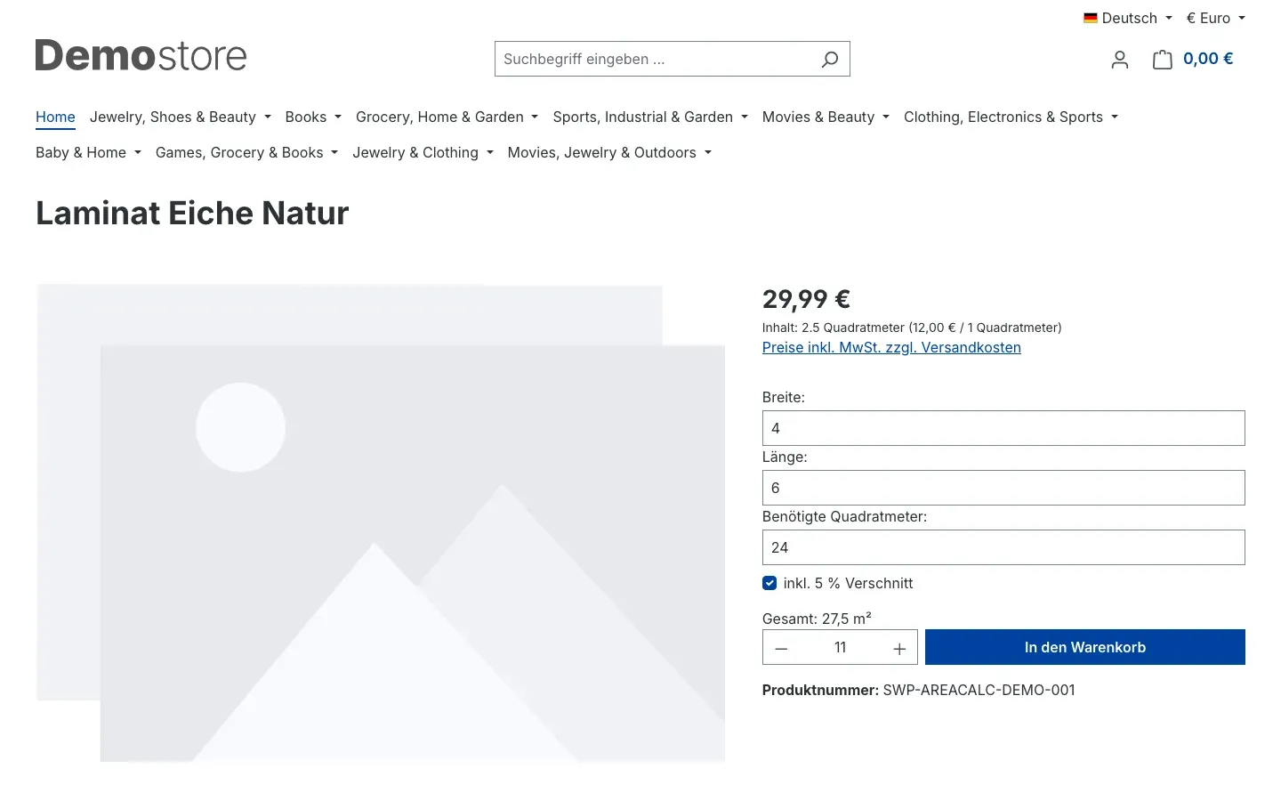 Der Rechner mit eingetragenen Werten