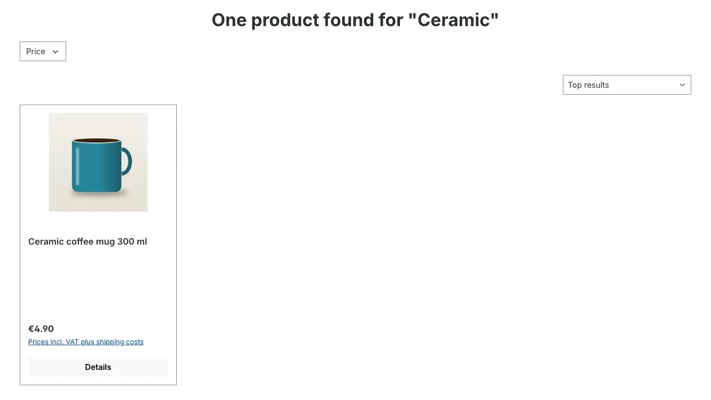 Product card with the "Details" button