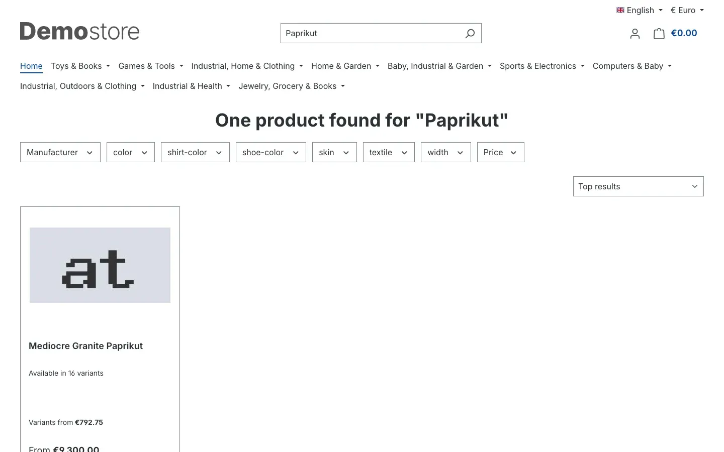 Grouped search results page