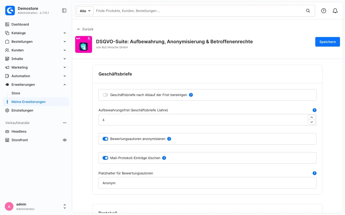 Bereich Geschäftsbriefe