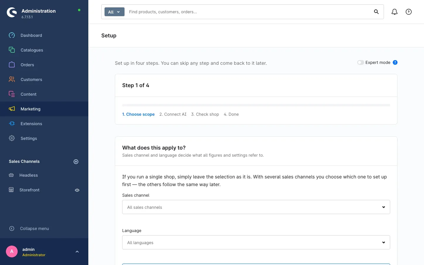 Setup assistant