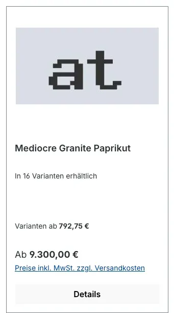 Varianten-Hinweis auf der Produktkarte