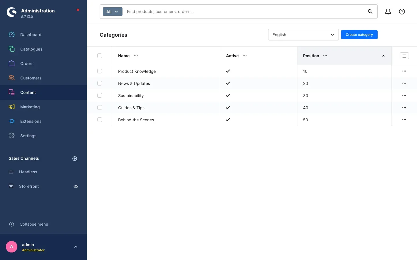 Category list