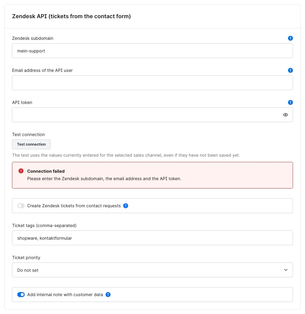 Zendesk API card