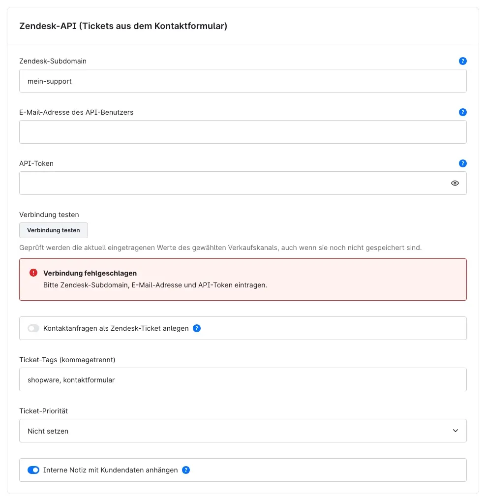 Karte Zendesk-API
