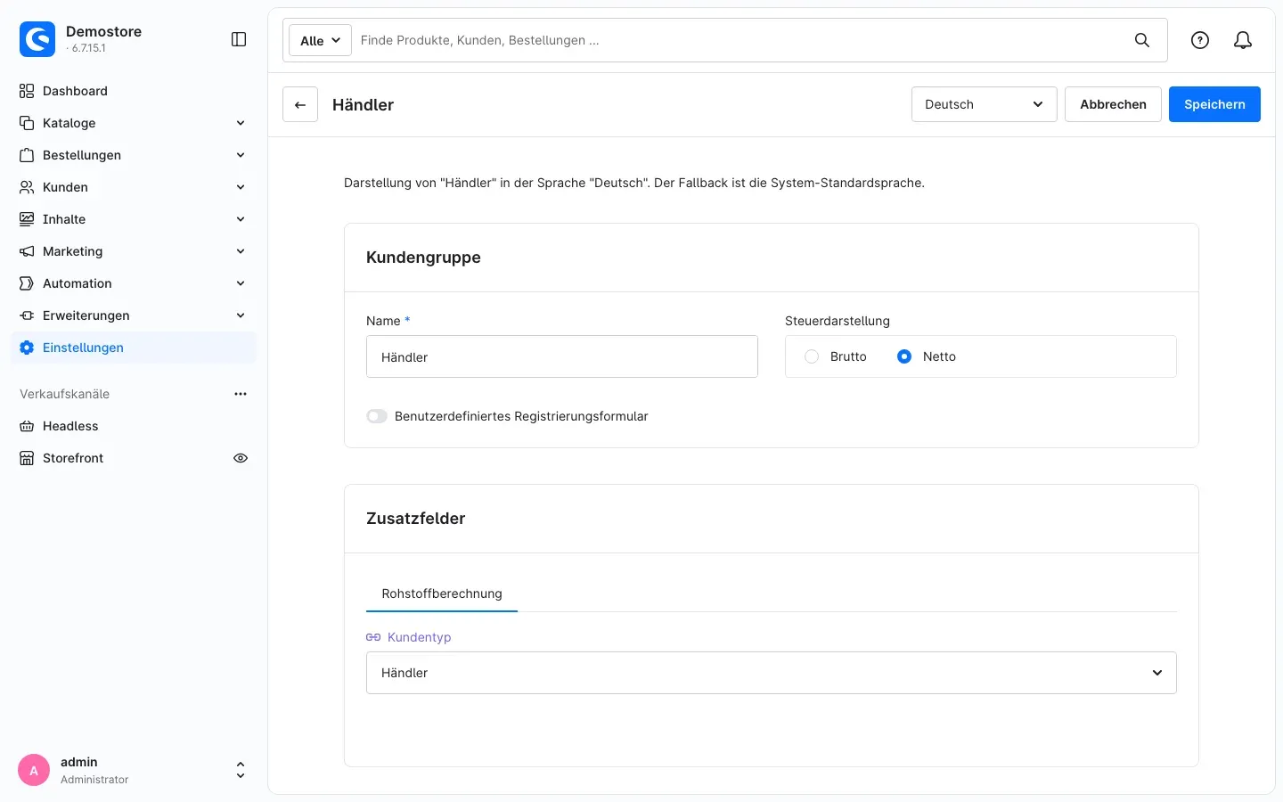 Kundengruppe mit Kundentyp