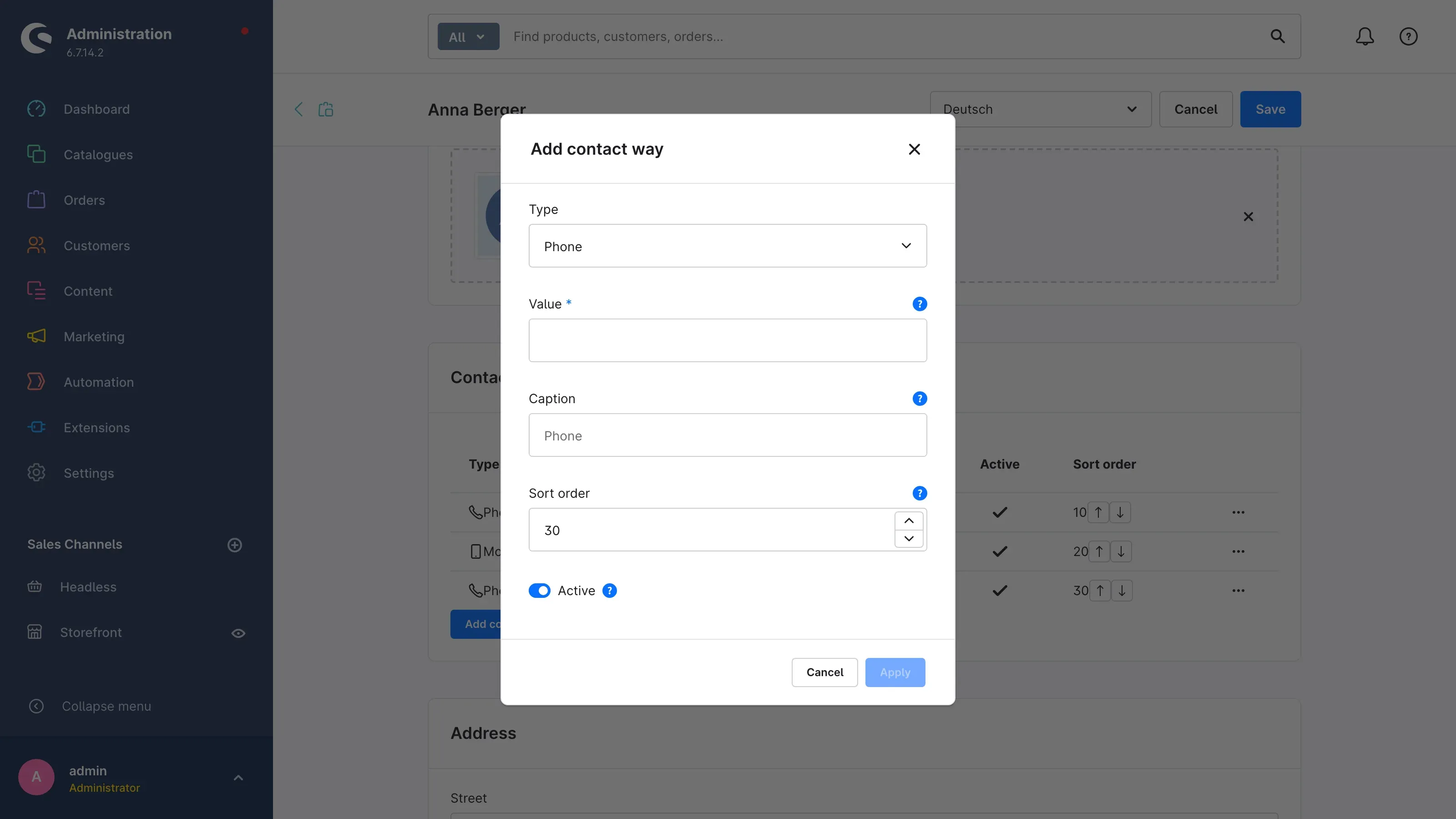 The "Add contact way" dialog