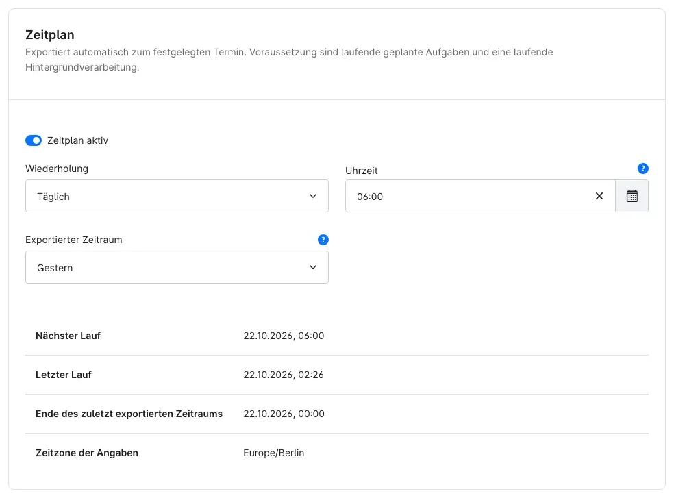 Profil, Karte Zeitplan
