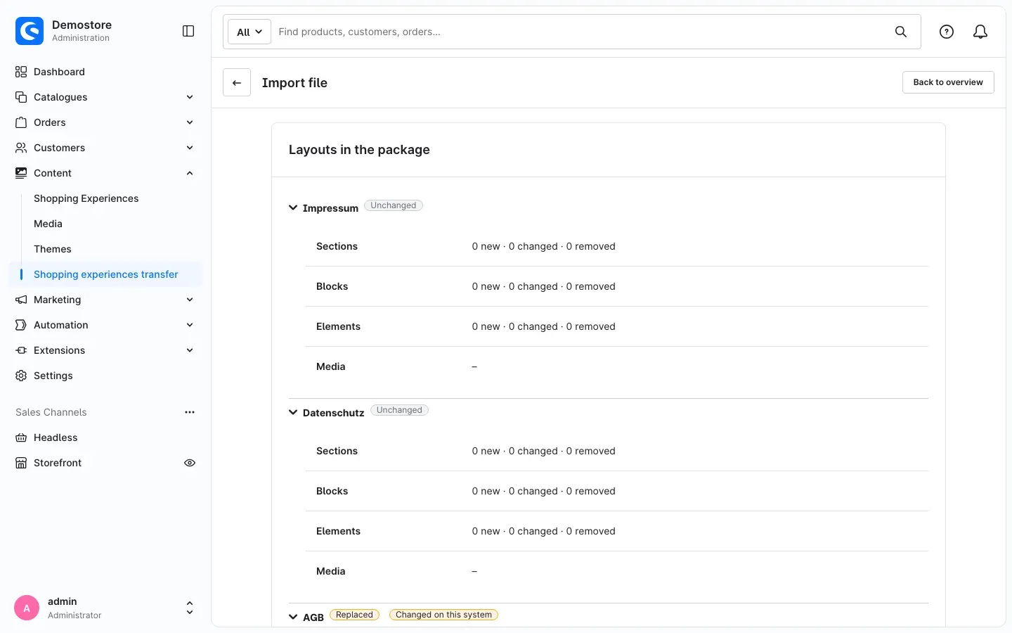 Expanded layouts in the preview
