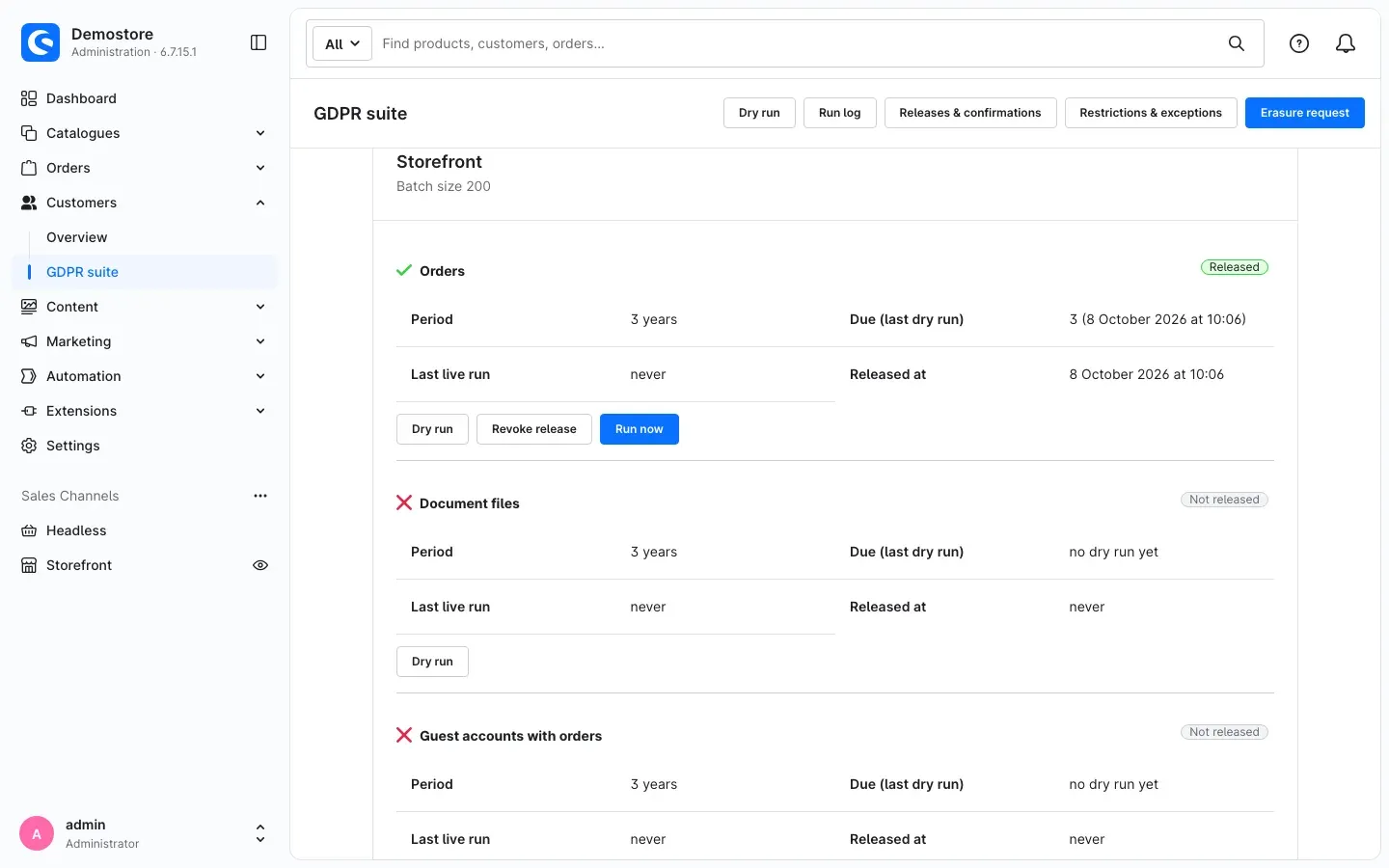 Overview with a released rule