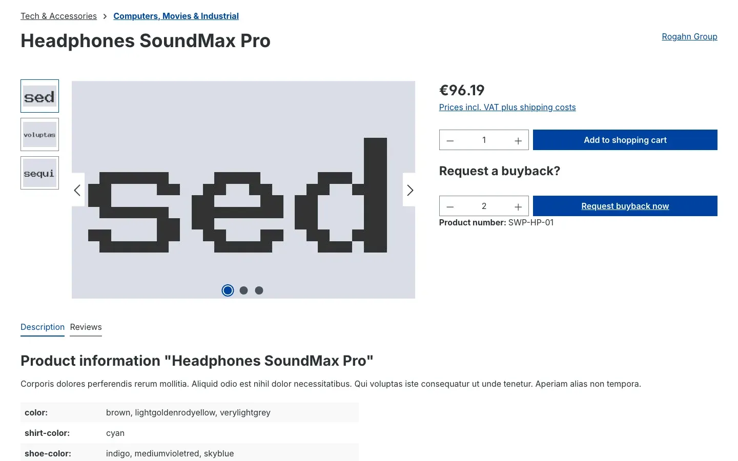Fig. 15: Product page with "Request a buyback?" and "Request buyback now"
