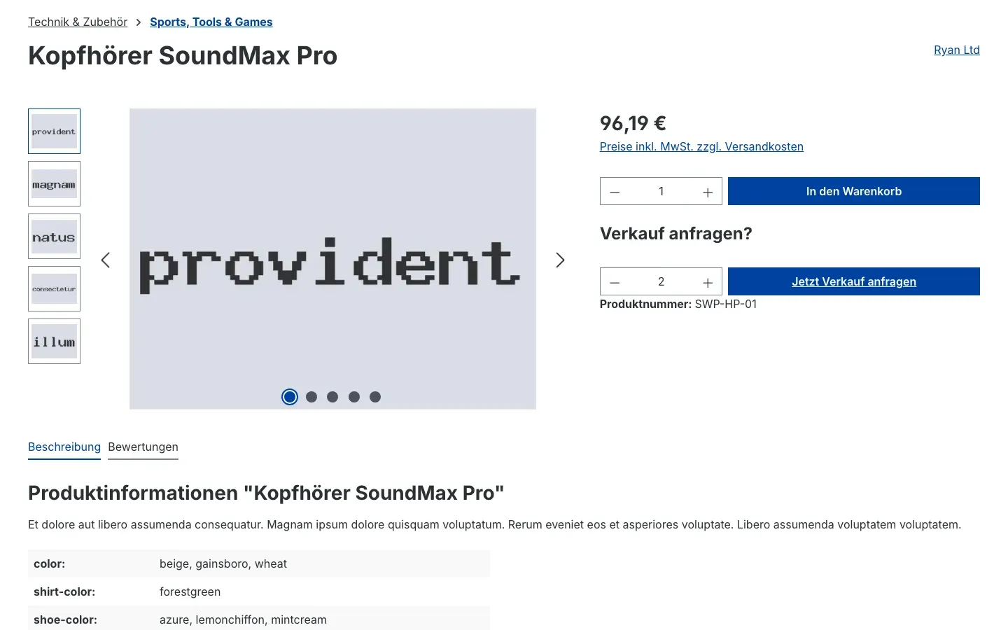Abb. 15: Produktseite mit „Verkauf anfragen?“ und „Jetzt Verkauf anfragen“