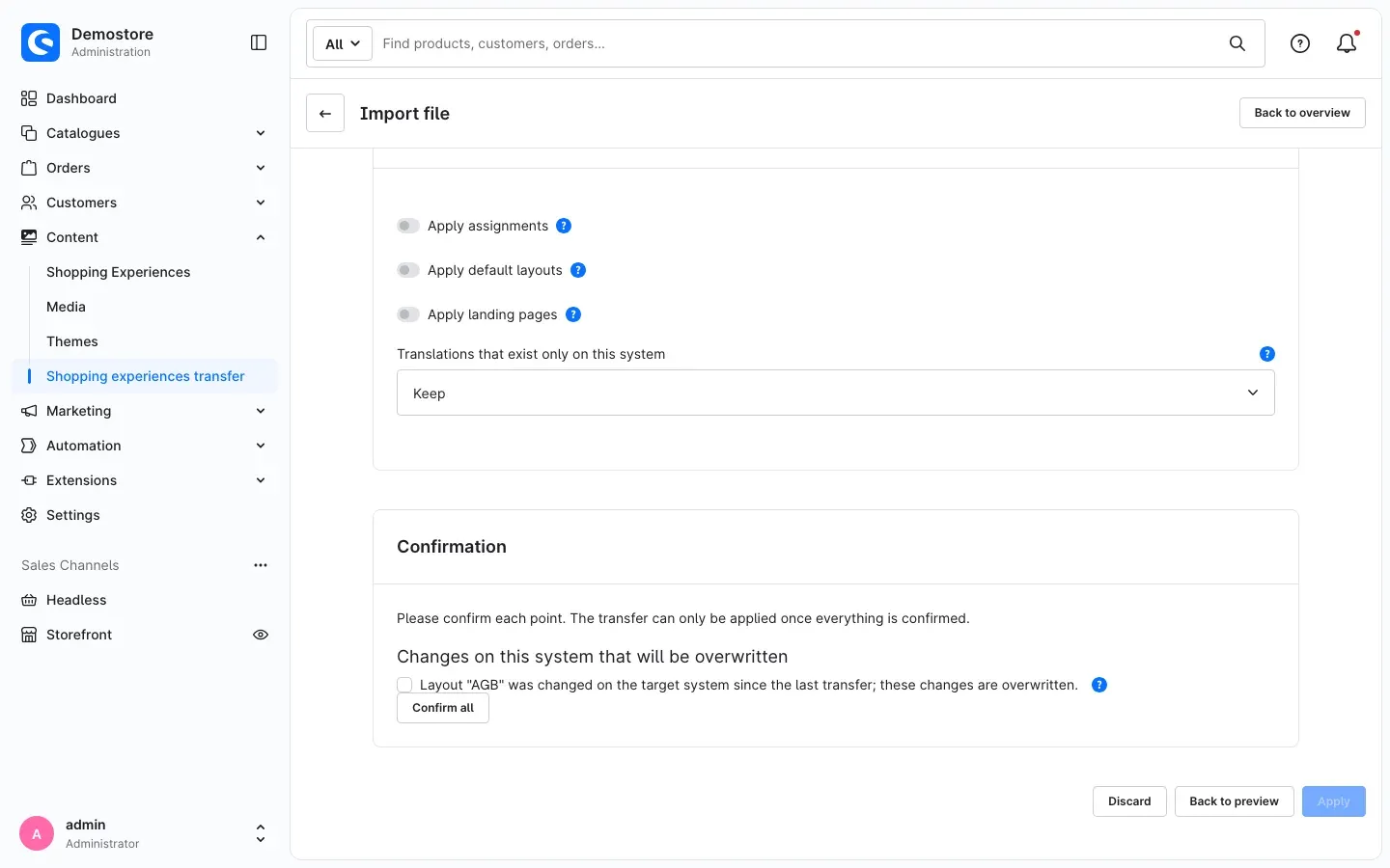 Confirmation with the checkbox not yet ticked