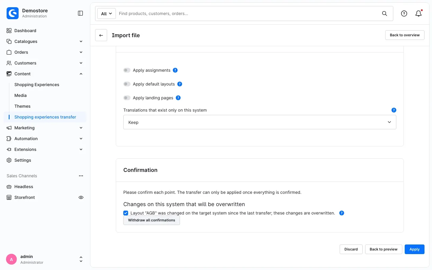 Confirmation with the checkbox ticked