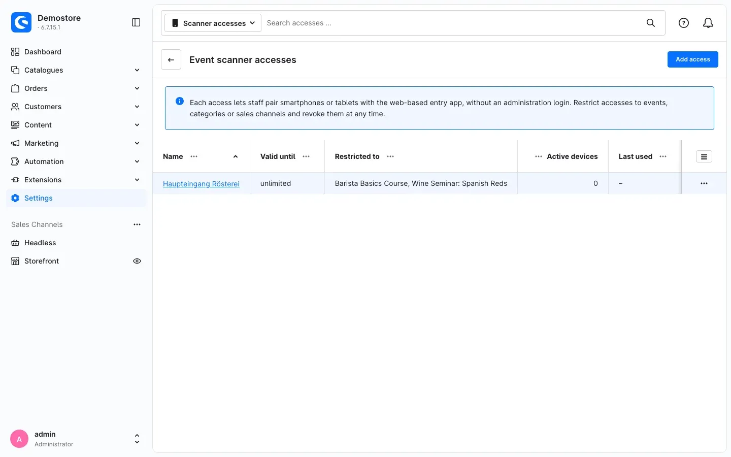 Event scanner accesses