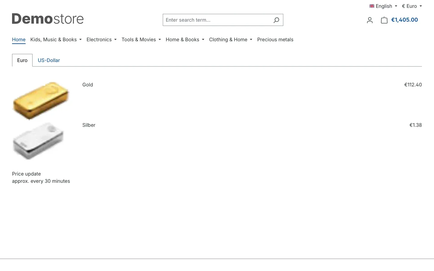 Resource widget in the store