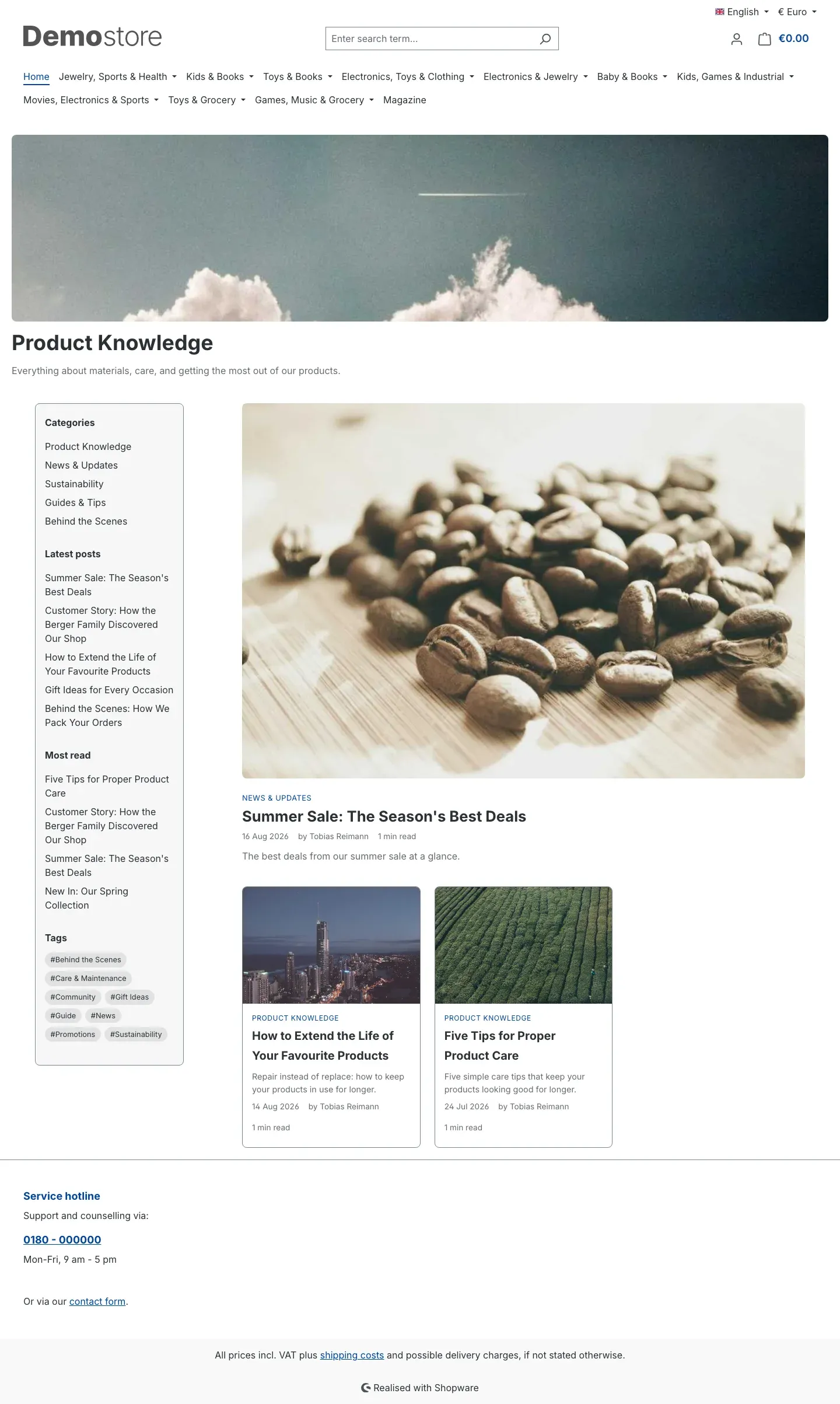 Category page in the shop