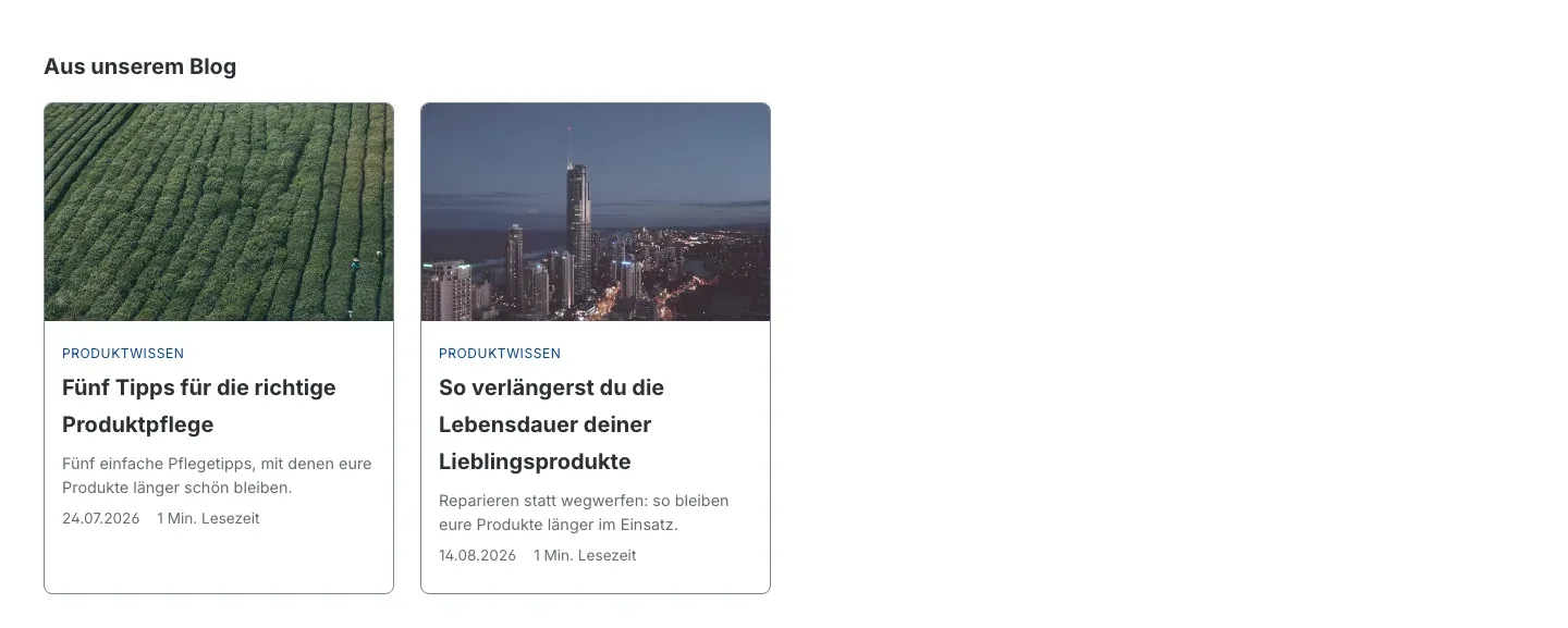 „Aus unserem Blog" auf der Produktseite