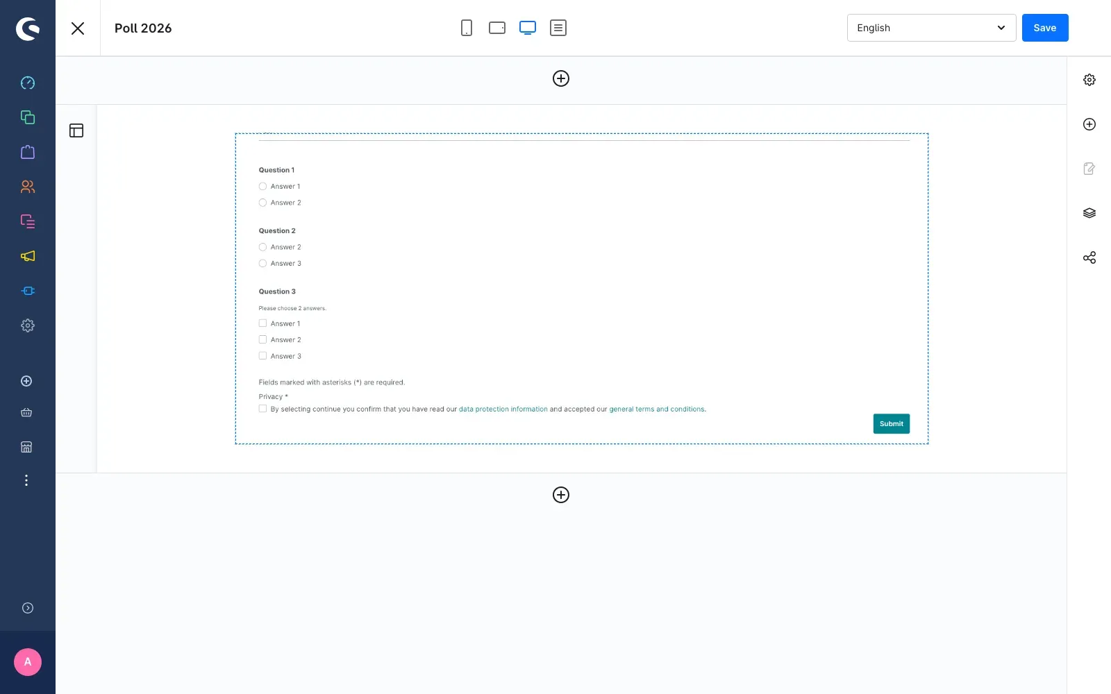 Layout with the polls block