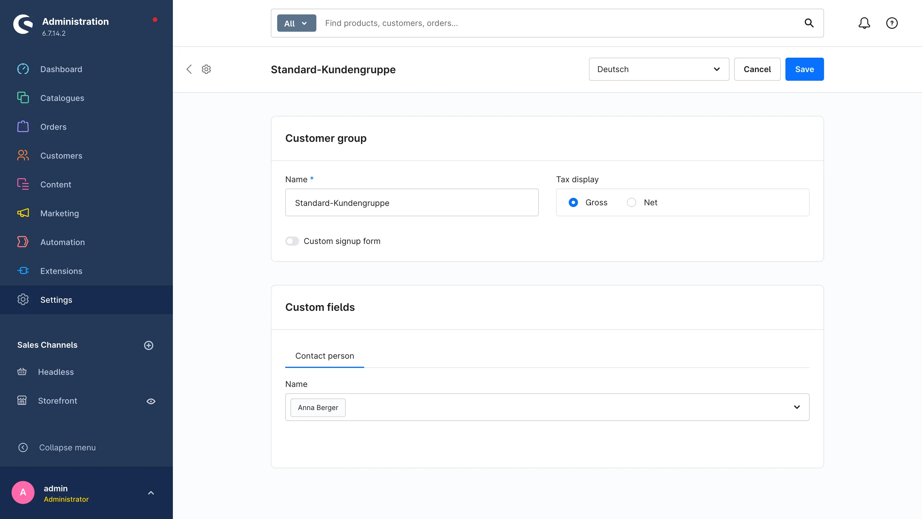 Assignment on the customer group