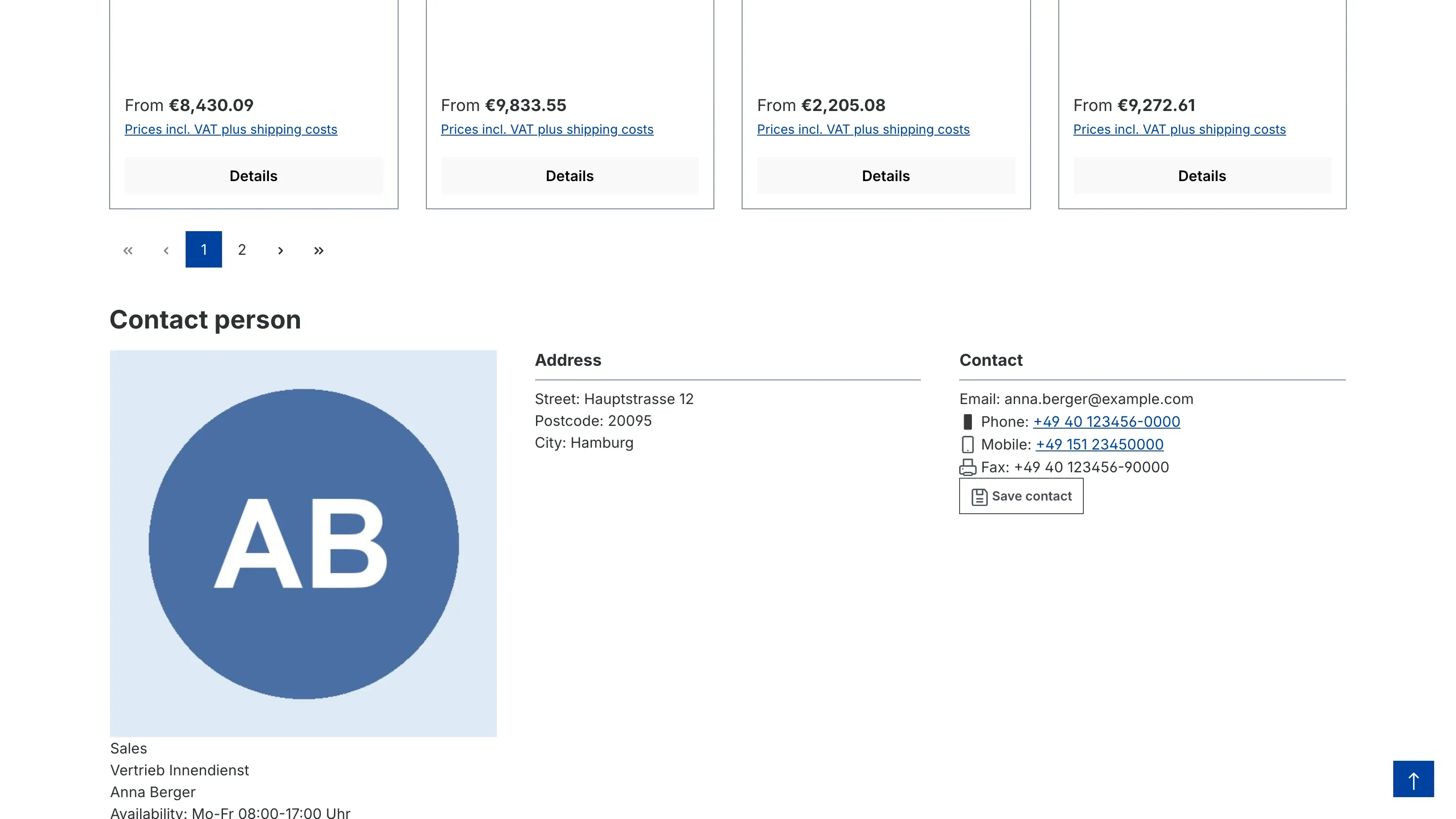 Output on the category page
