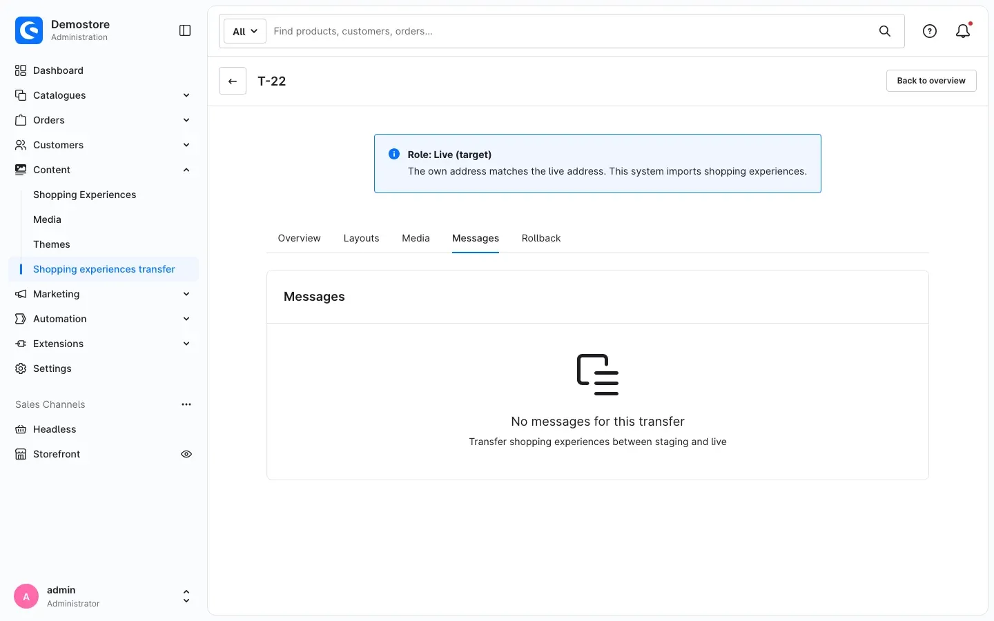 "Messages" tab without entries