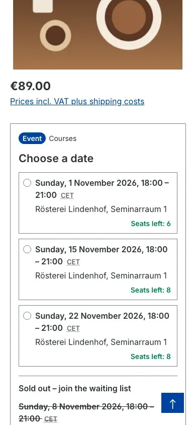 Date selection on mobile